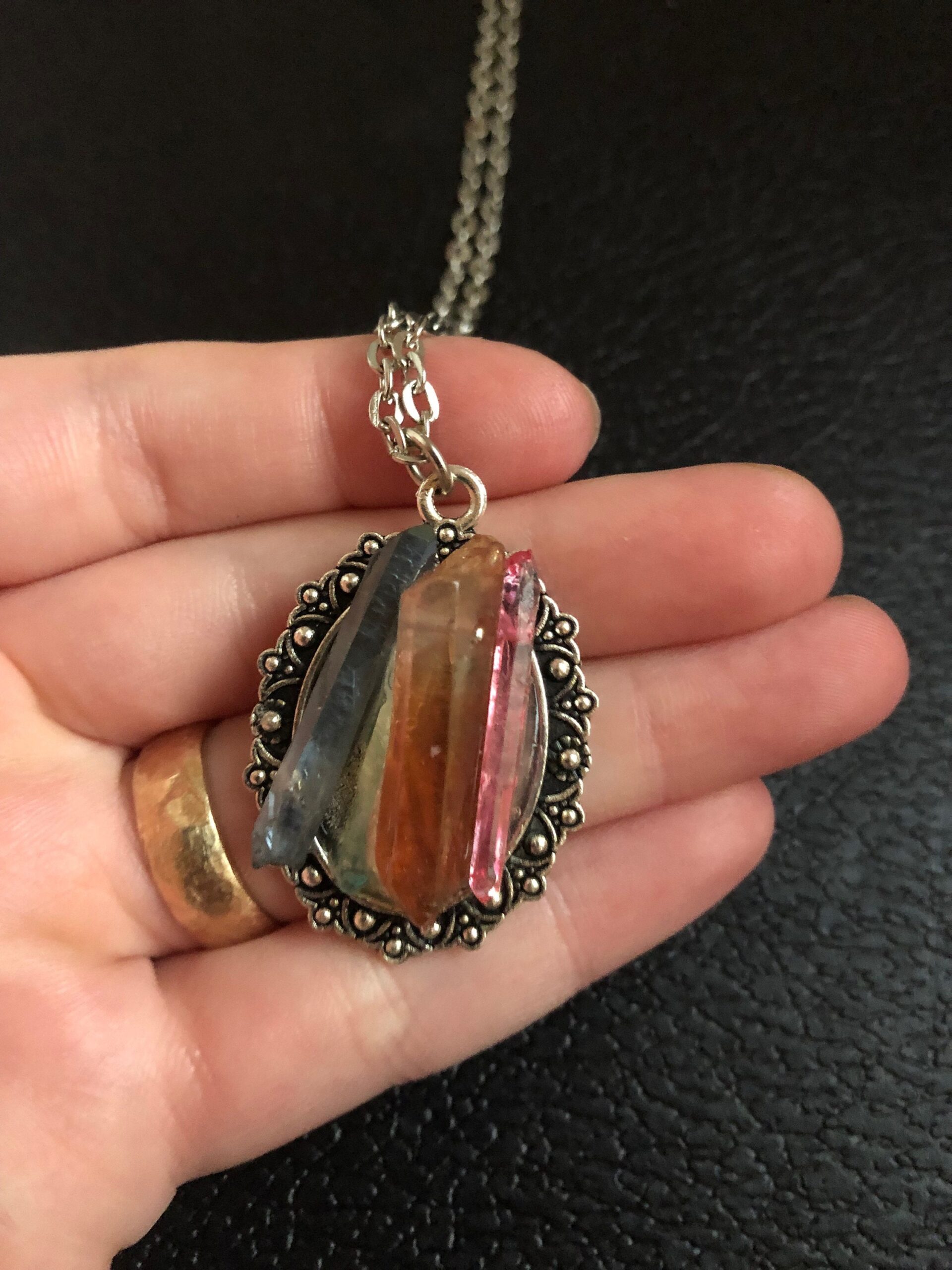 Crystal Cluster Pendant Necklace // raw crystals cluster pendant - Image 5