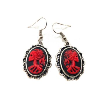 Lady skull Cameo dangle earrings