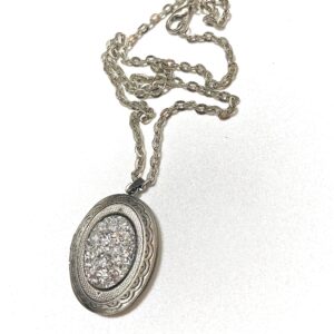 Silver Druzy Locket Necklace