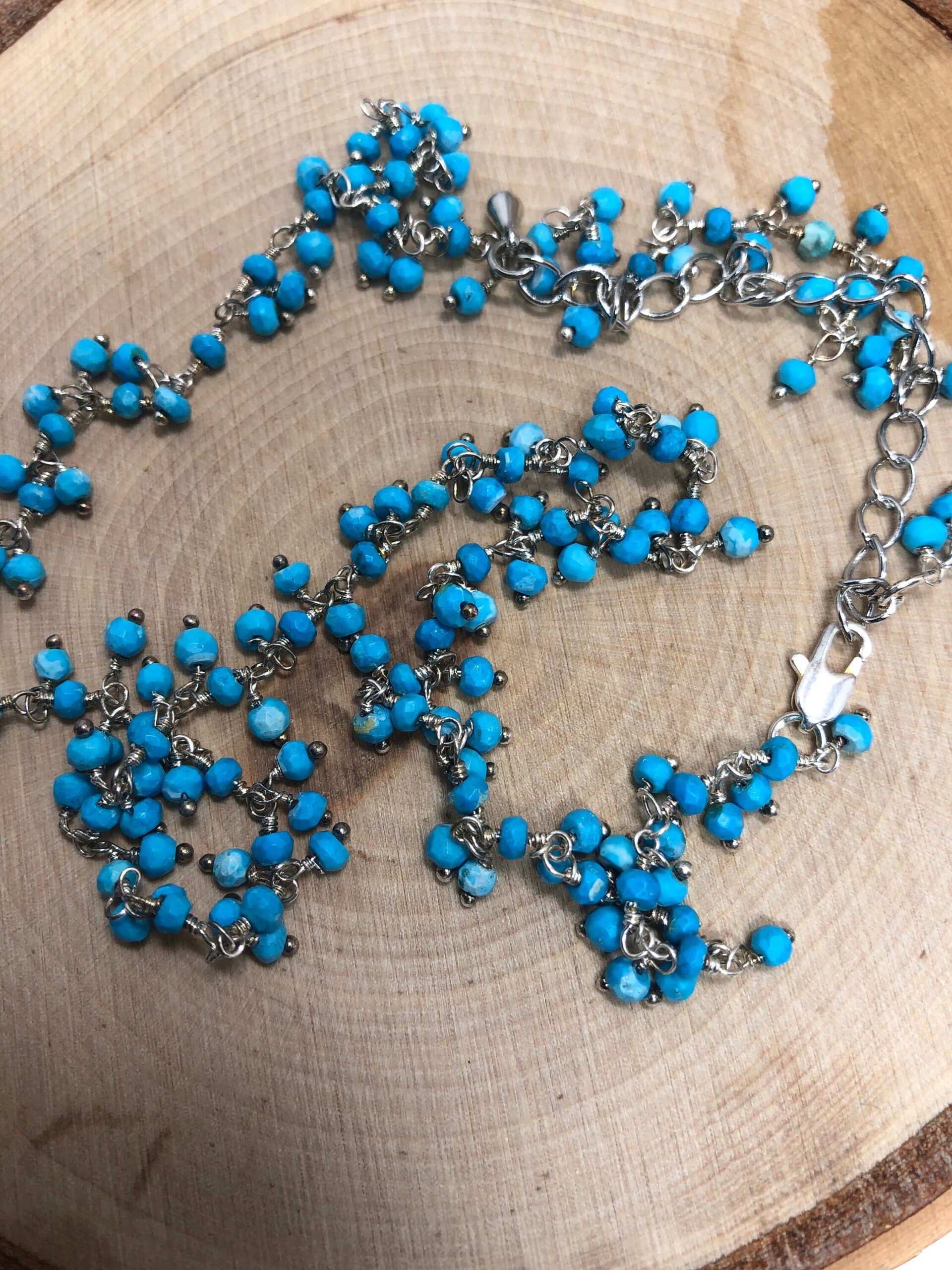 Turquoise rosary chain sterling silver necklace // Turquoise necklace // Sterling Silver Necklace - Image 3