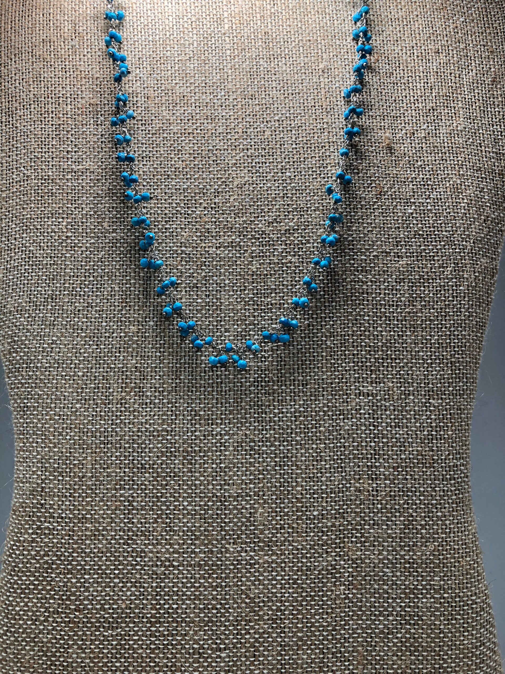 Turquoise rosary chain sterling silver necklace // Turquoise necklace // Sterling Silver Necklace - Image 5