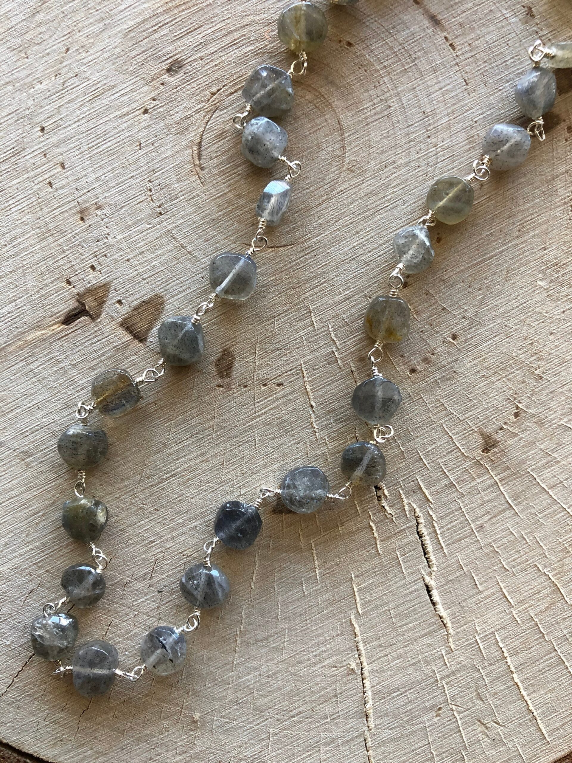 Labradorite rosary chain sterling silver necklace // Labradorite necklace // Sterling Silver Necklace - Image 2