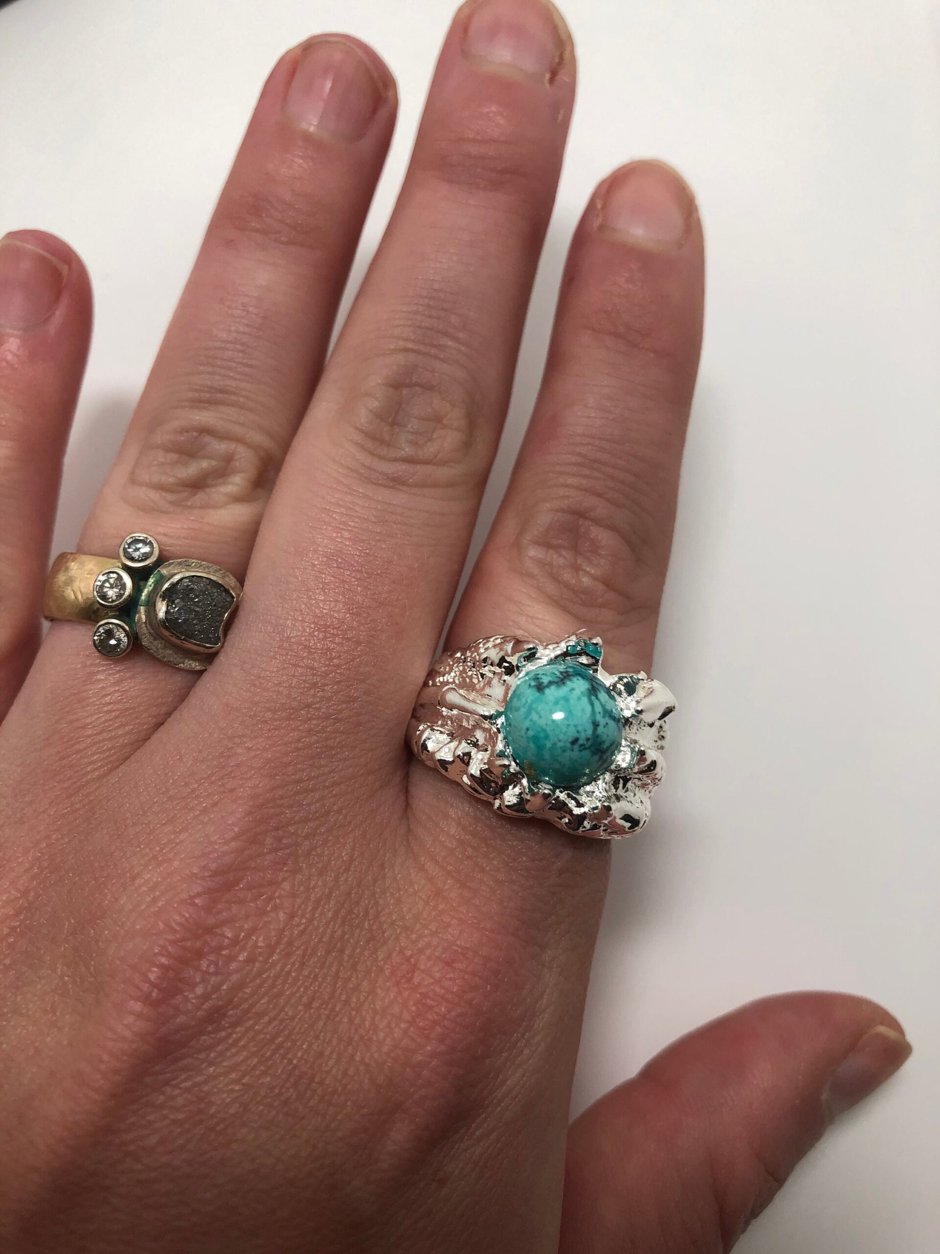Turquoise circle claw ring // Real Turquoise Ring // Teal Ring // Gemstone ring - Image 4