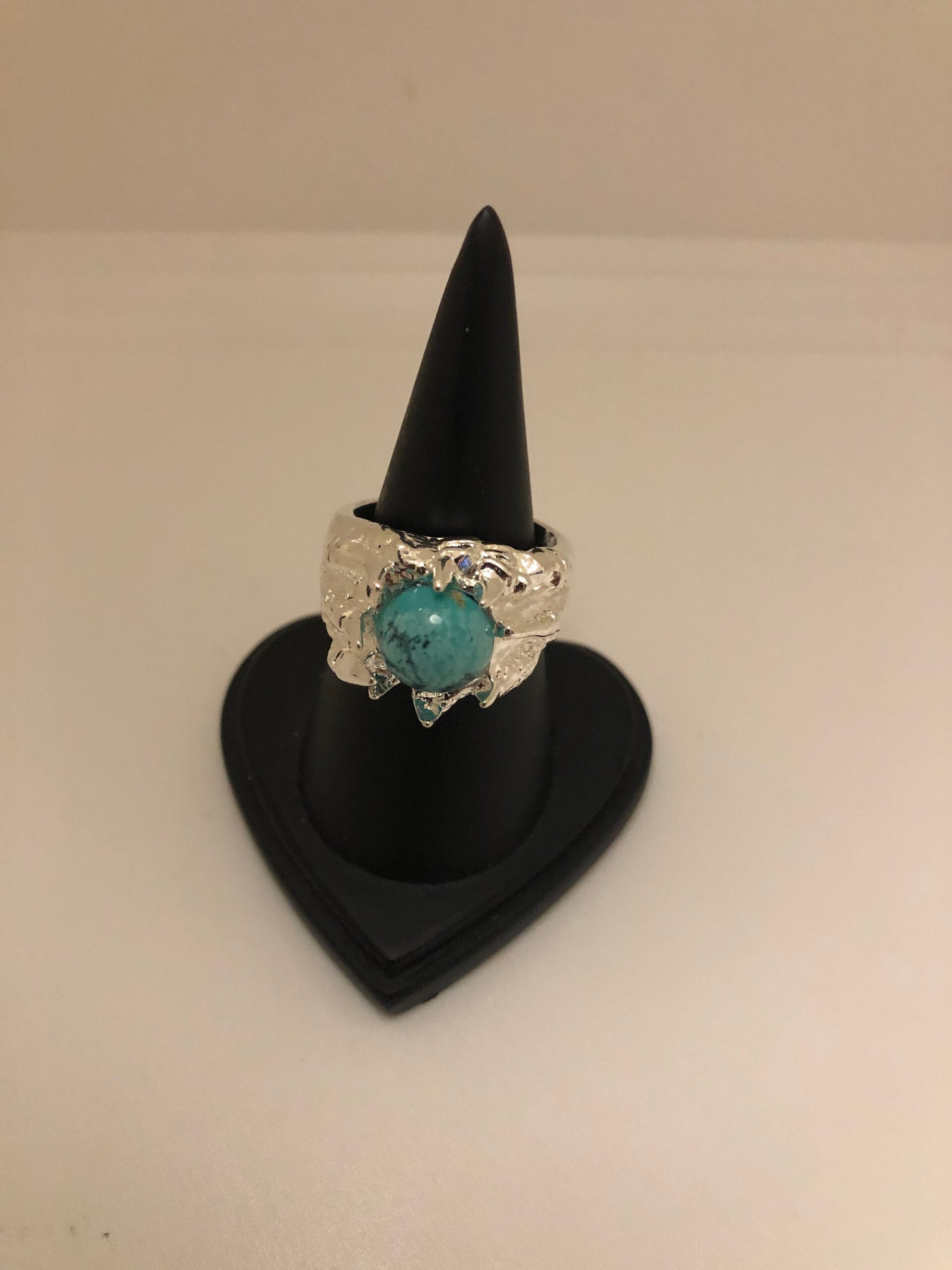 Turquoise circle claw ring // Real Turquoise Ring // Teal Ring // Gemstone ring - Image 6