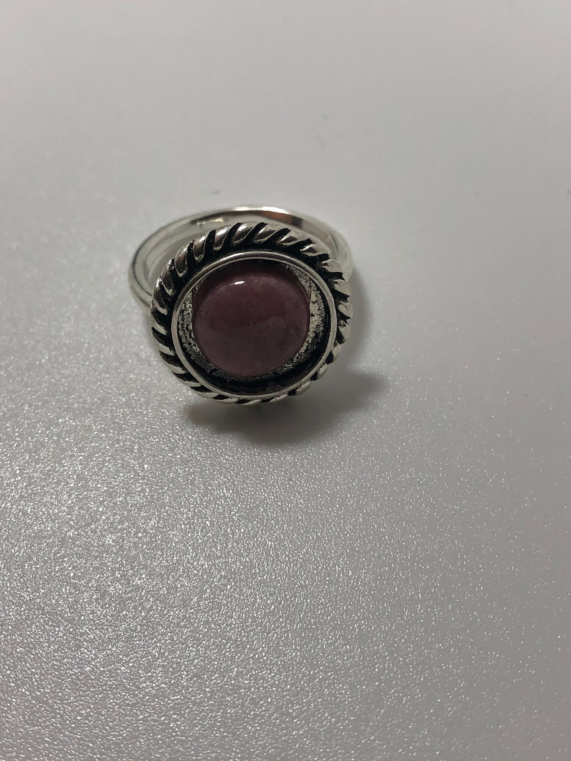 Rhodonite Ring // Rhodonite gemstone ring // rhodonite circle ring // Gemstone ring // cabochon circle ring - Image 2