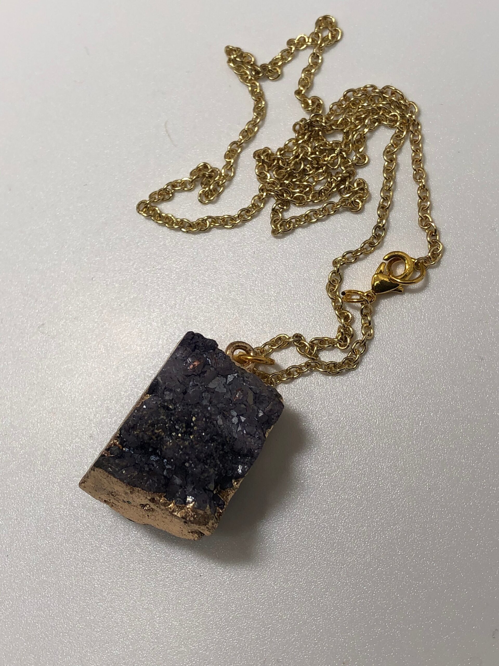 Purple Druzy Necklace //lilac purple druzy gold necklace // druzy necklace // Druzy chunk pendant - Image 3