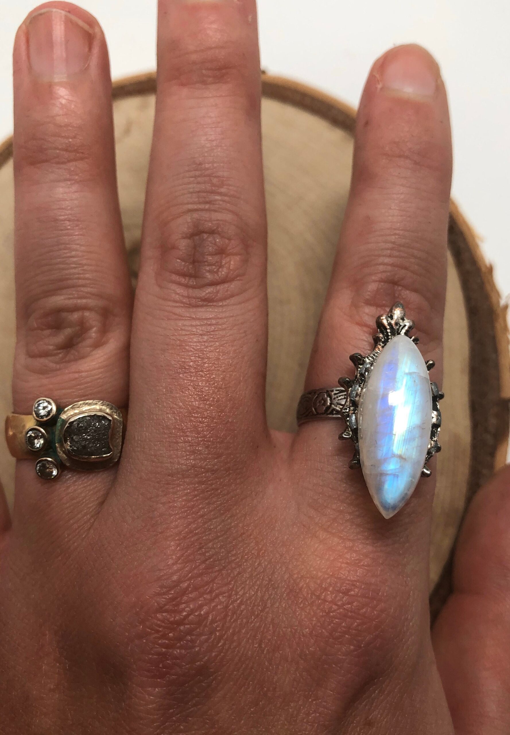 Moonstone ring // moonstone silver filigree size adjustable ring - Image 2