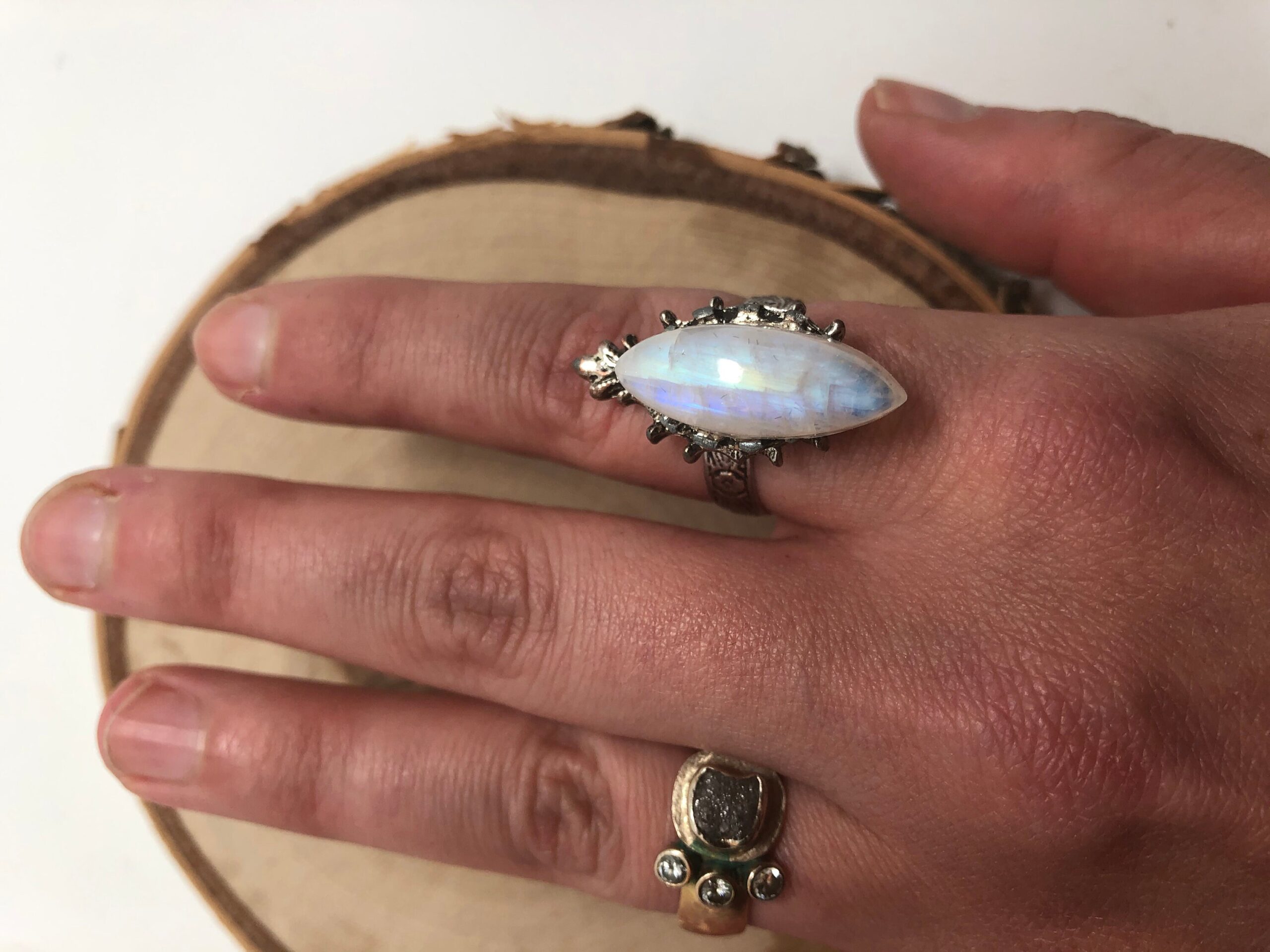 Moonstone ring // moonstone silver filigree size adjustable ring - Image 6