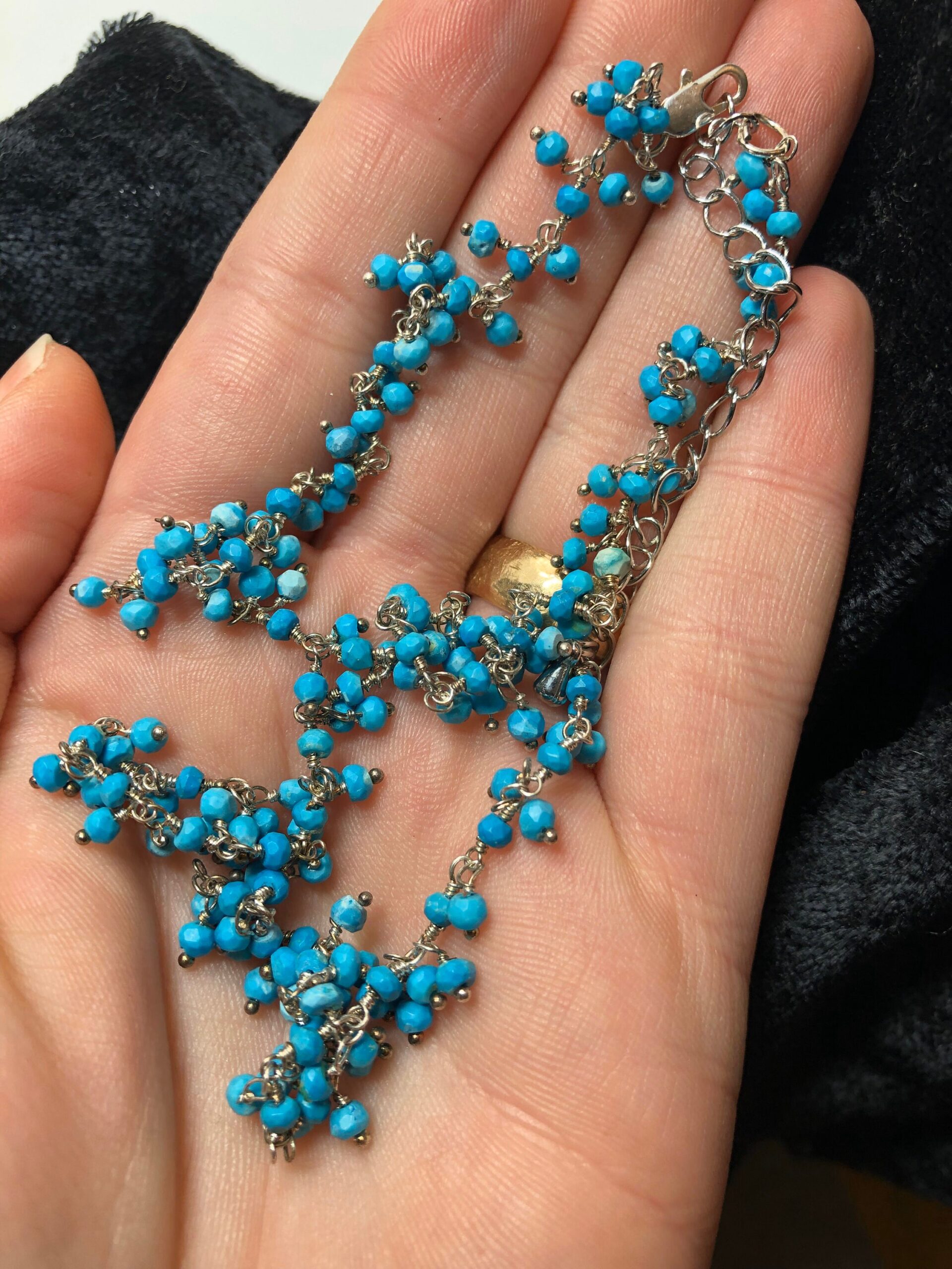 Turquoise rosary chain sterling silver necklace // Turquoise necklace // Sterling Silver Necklace - Image 6