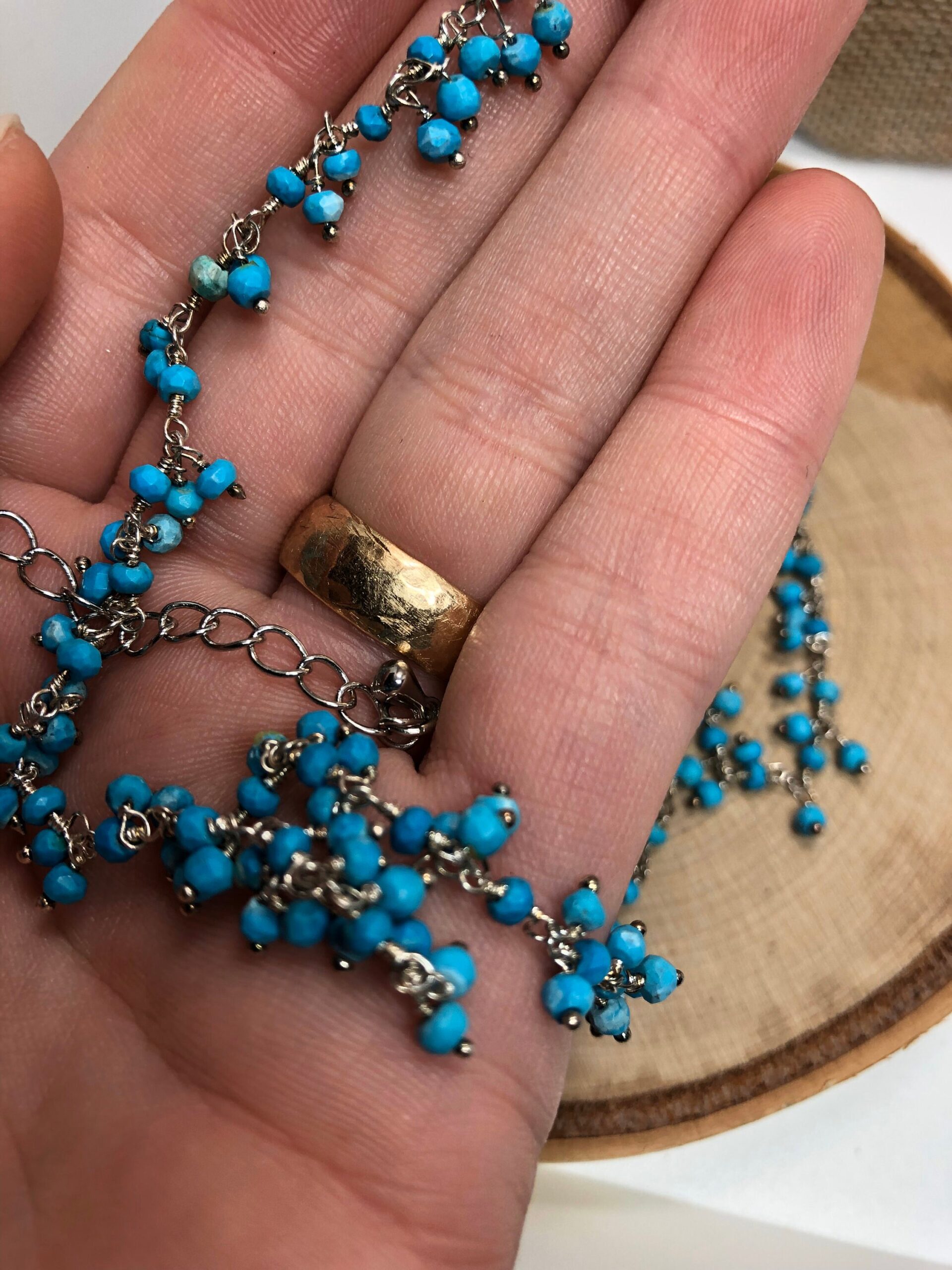 Turquoise rosary chain sterling silver necklace // Turquoise necklace // Sterling Silver Necklace - Image 7
