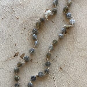 Labradorite rosary chain sterling silver necklace // Labradorite necklace // Sterling Silver Necklace