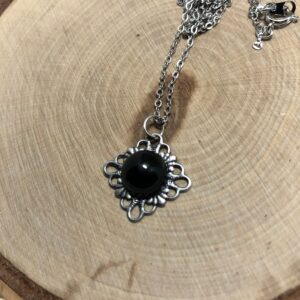 Onyx Necklace // Gemstone filigree necklace