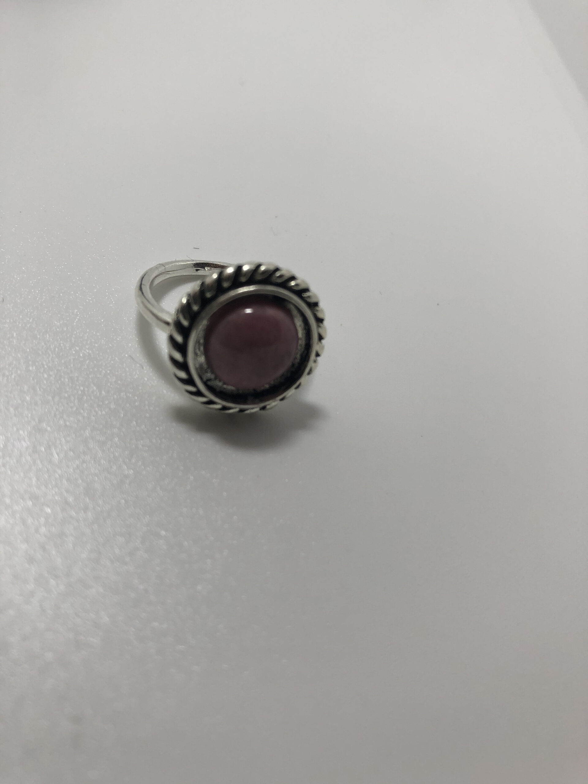 Rhodonite Ring // Rhodonite gemstone ring // rhodonite circle ring // Gemstone ring // cabochon circle ring - Image 6