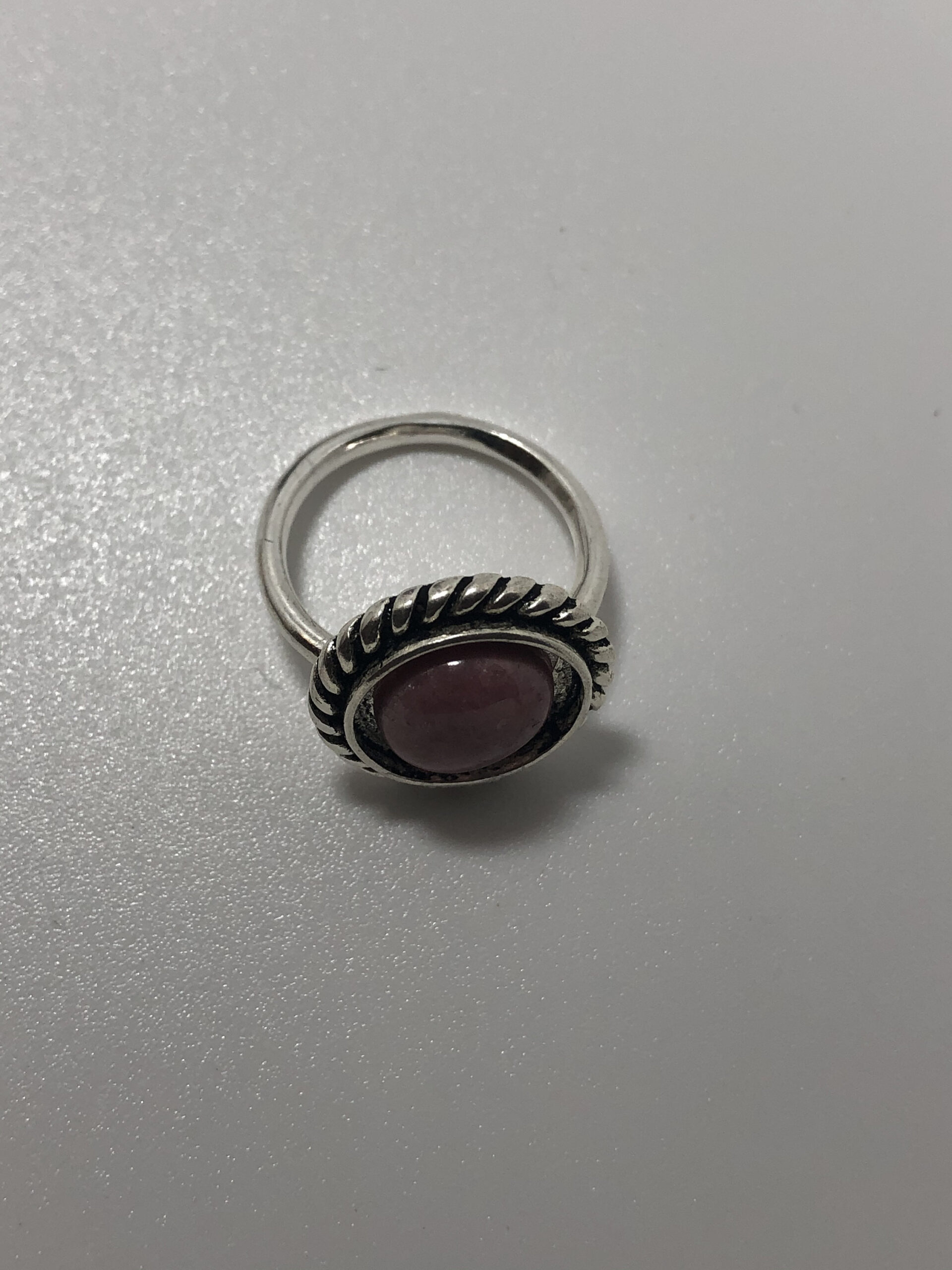 Rhodonite Ring // Rhodonite gemstone ring // rhodonite circle ring // Gemstone ring // cabochon circle ring - Image 7