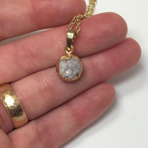 Small white druzy gold Necklace // white circle druzy necklace // druzy necklace // Druzy circle pendant