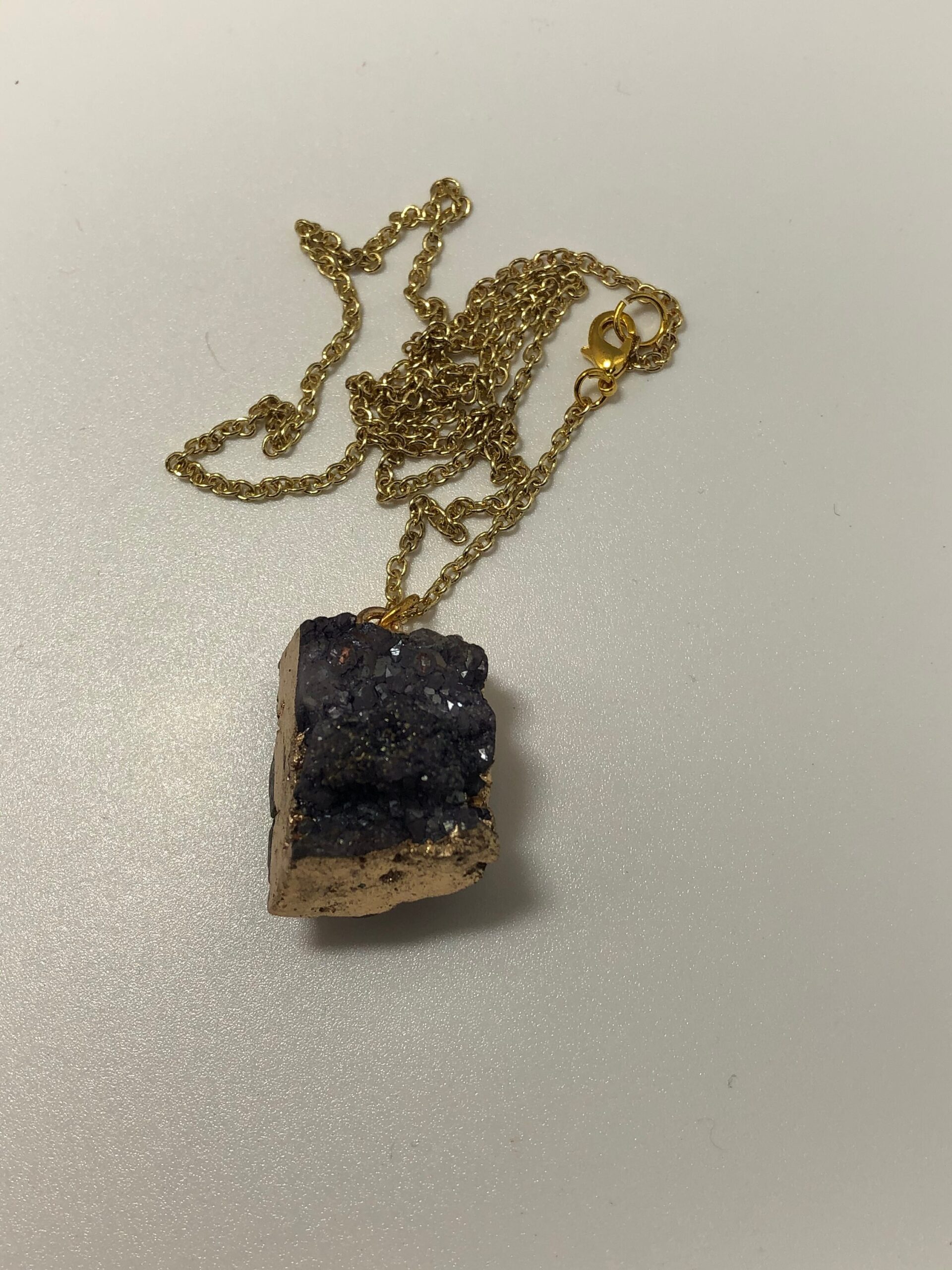 Purple Druzy Necklace //lilac purple druzy gold necklace // druzy necklace // Druzy chunk pendant - Image 5