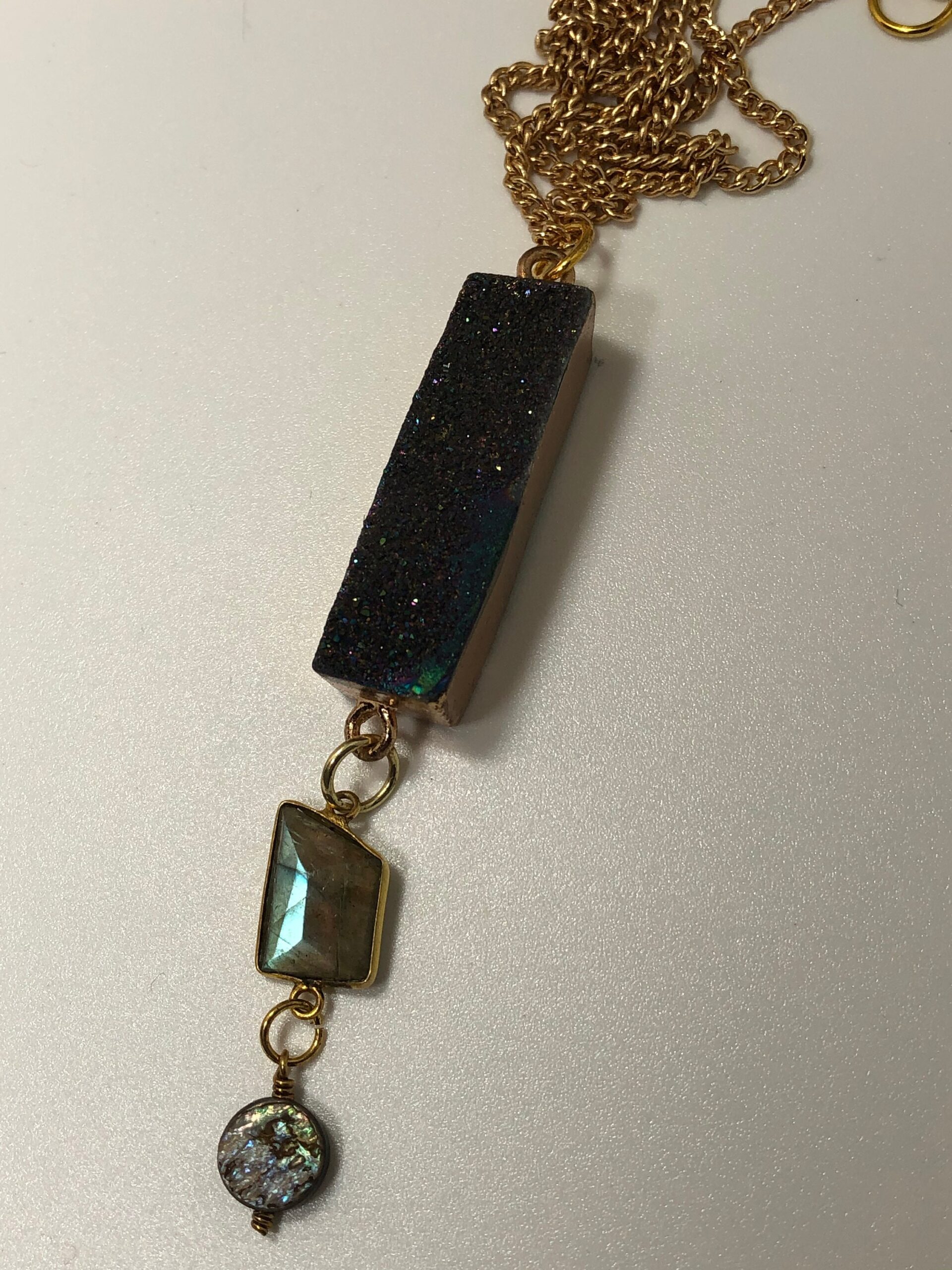 Large druzy gold Necklace //rainbow druzy necklace // druzy necklace - Image 5