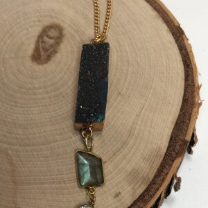 Large druzy gold Necklace //rainbow druzy necklace // druzy necklace
