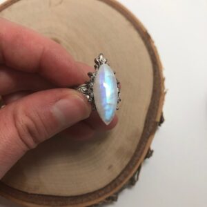 Moonstone ring // moonstone silver filigree size adjustable ring