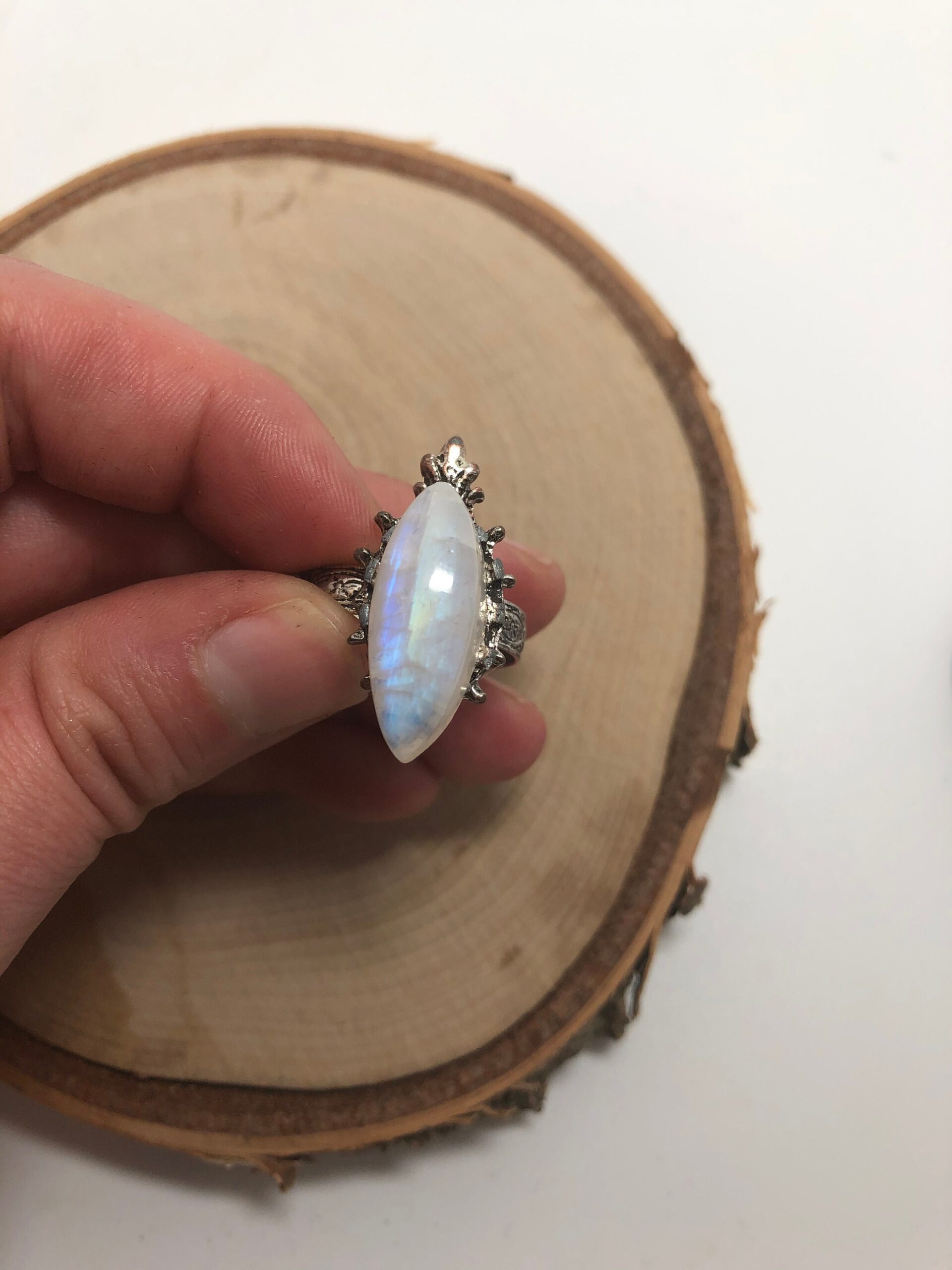 Moonstone ring // moonstone silver filigree size adjustable ring - Image 4