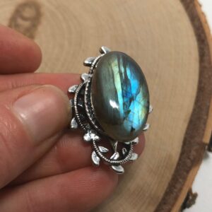 Labradorite ring // labradorite silver filigree size adjustable ring