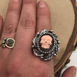 Sugar skull Cameo Ring // Silver Cameo Ring // Cameo ring
