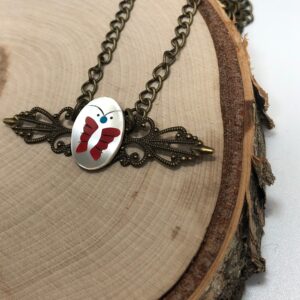 Shell butterfly filigree necklace // butterfly bronze necklace