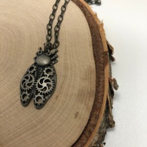 Steampunk ladybug necklace// silver ladybug Necklace