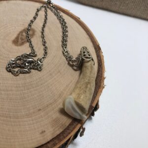 Real deer antler with pearl moon necklace // Authentic deer antler pendant //