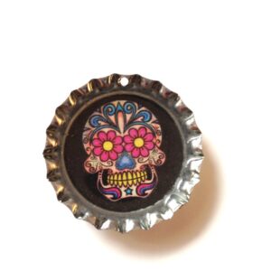 Sugar Skull bottlecap Necklace