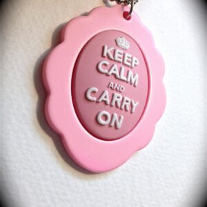Pink Keep Calm and Carry on Cameo necklace
