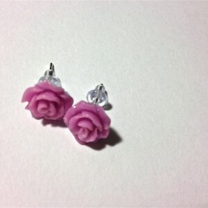 purple resin rose earrings