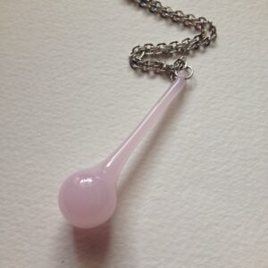 Pink glass necklace// Pink raindrop Necklace // Pink teardrop glass necklace