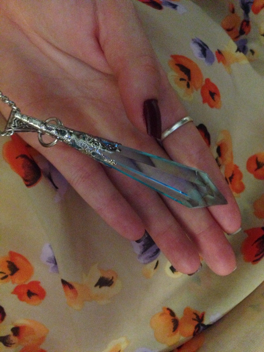 Light blue crystal prism Necklace