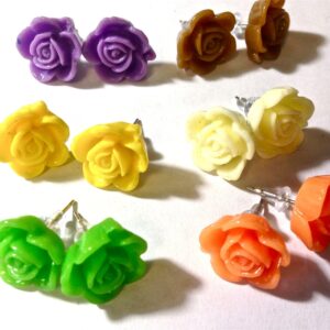 Resin Rose Earrings // You Pick which colored Pair
