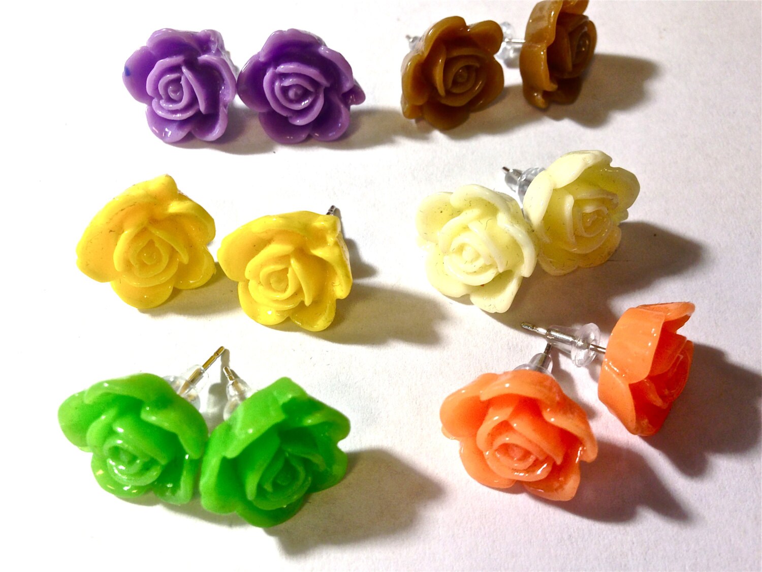 Resin Rose Earrings // You Pick which colored Pair