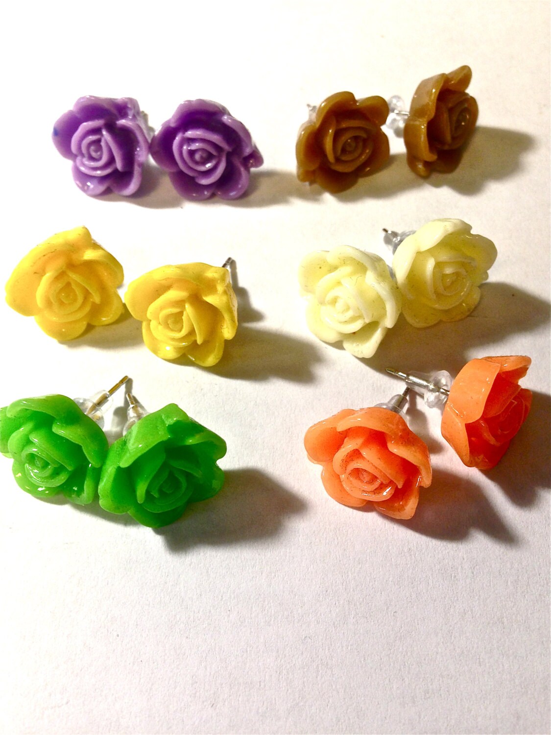 Resin Rose Earrings // You Pick which colored Pair - Image 3