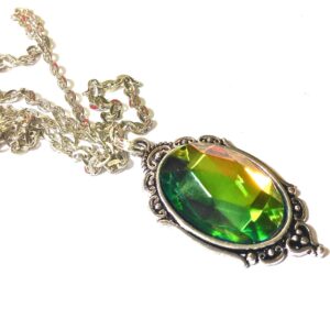 Green Necklace // Vitrail Med Necklace // Faceted green and yelloworange glass necklace