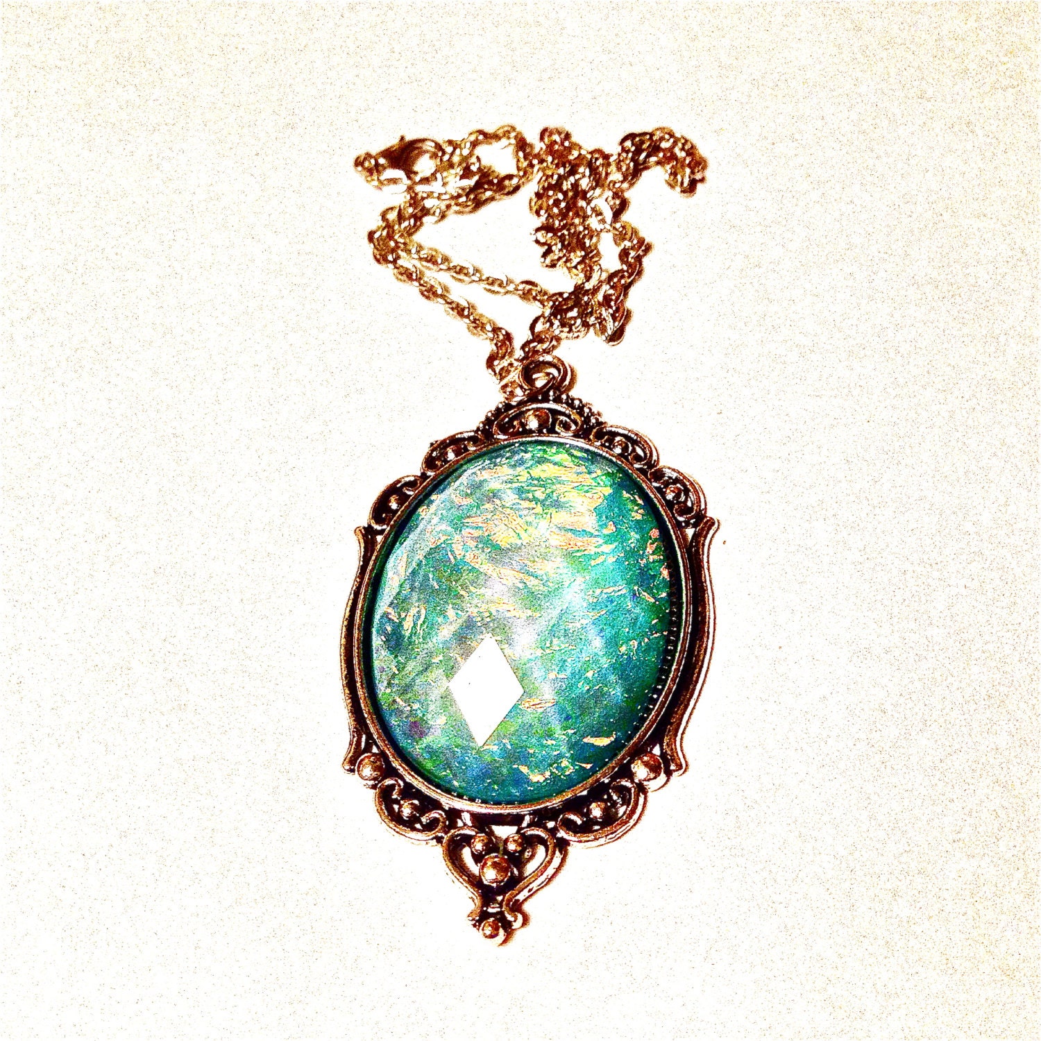 Teal faceted opal Necklace