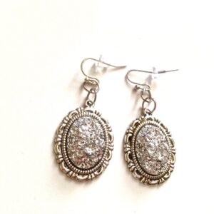 Silver Dangle Druzy Earrings