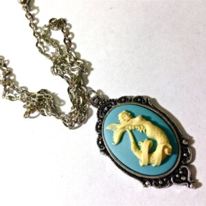 Blue and White Mermaid Cameo necklace