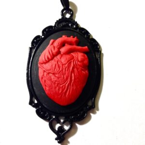 anatomical heart cameo necklace