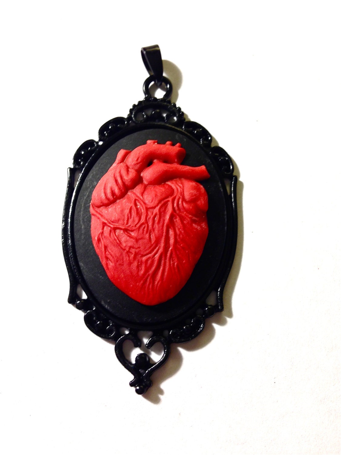 anatomical heart cameo necklace