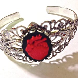 Heart cameo bracelet // Anatomical heart cuff