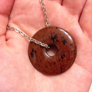 Obsidian necklace // Gemstone donut necklace