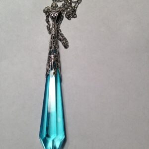Teal Prism Glass Chandelier Necklace