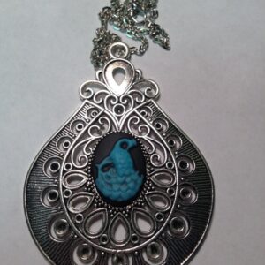Blue Peacock Cameo Necklace // Peacock Jewelry