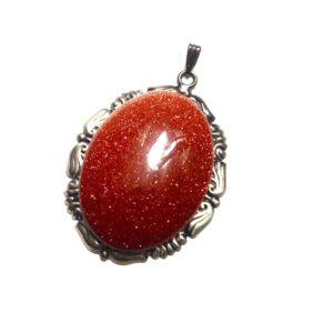 Goldstone Necklace // Goldstone Pendant  // Orange Sparkle Goldstone neckalce