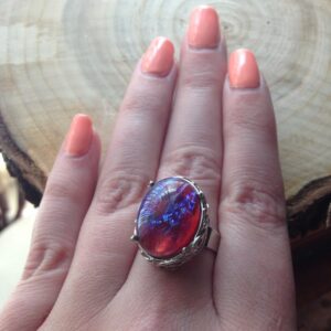 Dragon's Breath Ring // Fire Opal Ring // Gothic Ring // Victorian Ring // Mexican Fire Opal // Adjustable