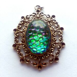 Green Scale Necklace // dragon scale pendant // lizard scales necklace